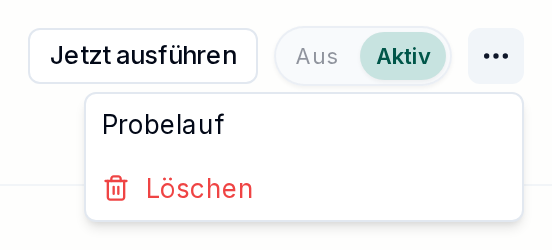 Menü mit Probelauf
