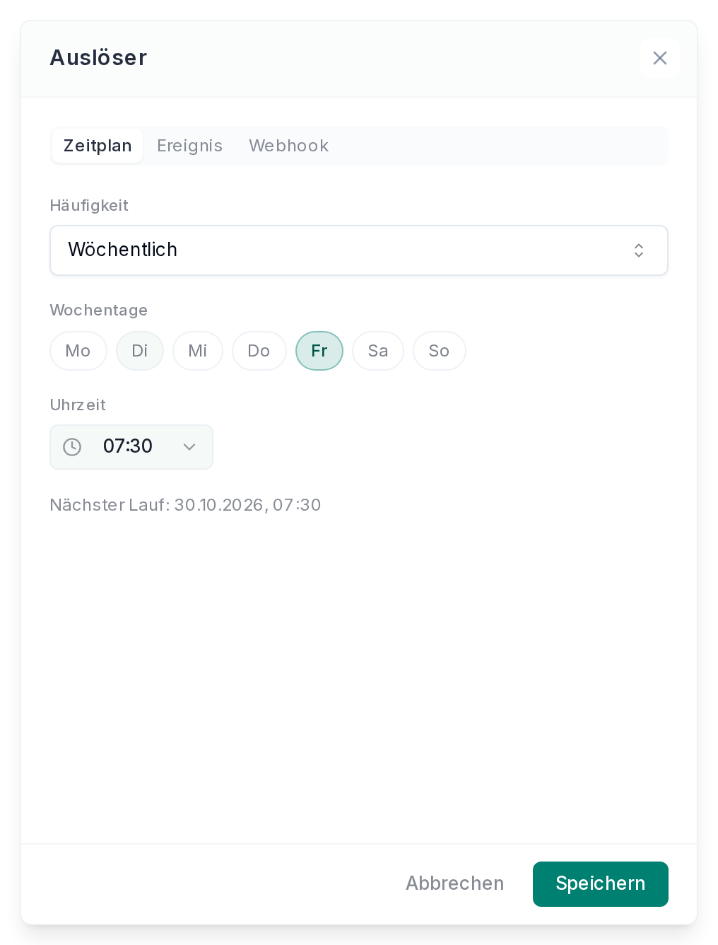 Zeitplan als Auslöser