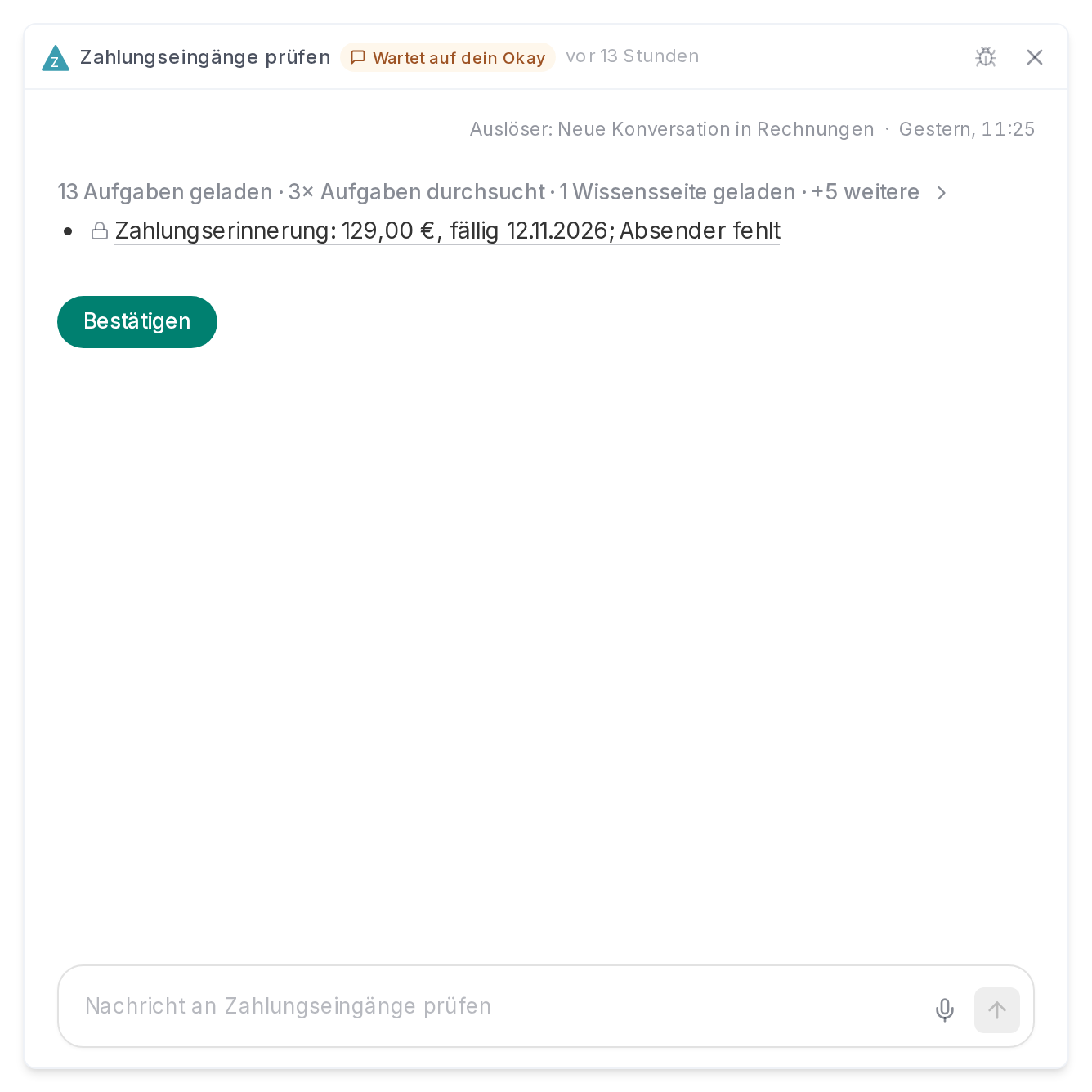 Lauf mit Vorschau und Bestätigen