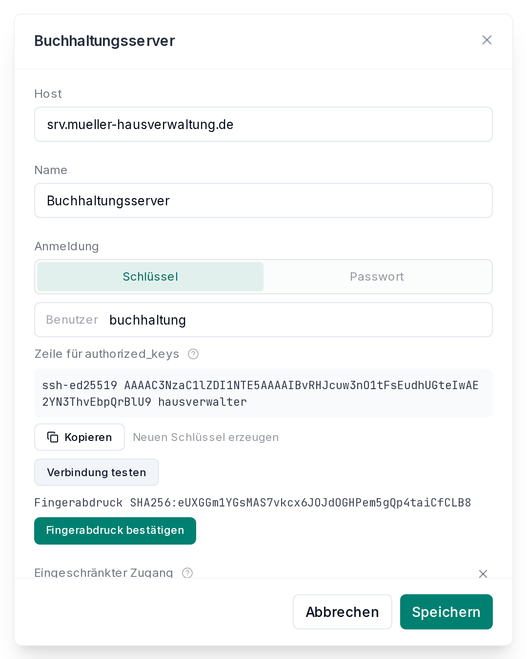 Fingerabdruck bestätigen
